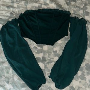 Super cute green off the shoulder crop top
